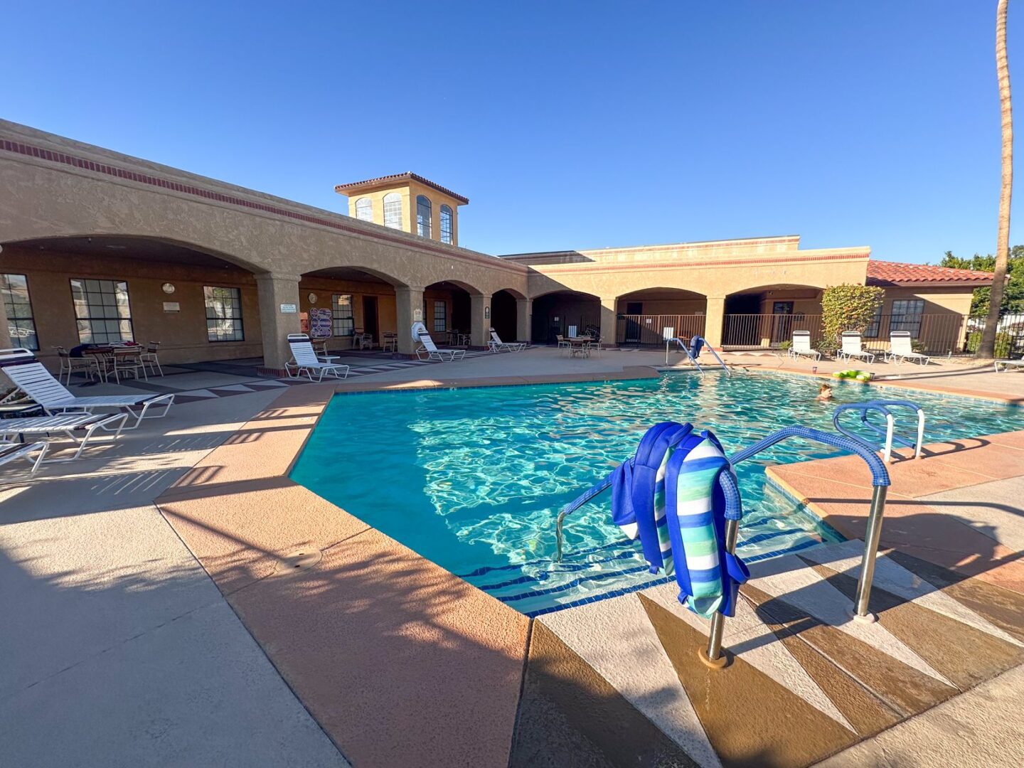 A swimming pool at an apartment complex in arizona.